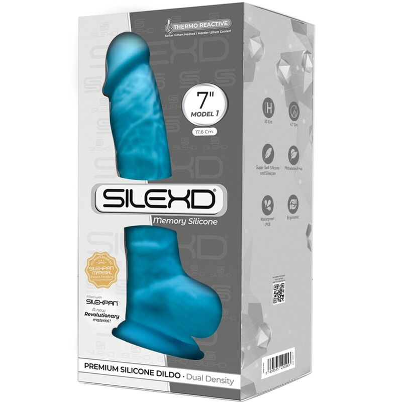 Silexd Modelo 1 Pênis Realístico Premium Silexpan Silicone Azul 17.5 Cm