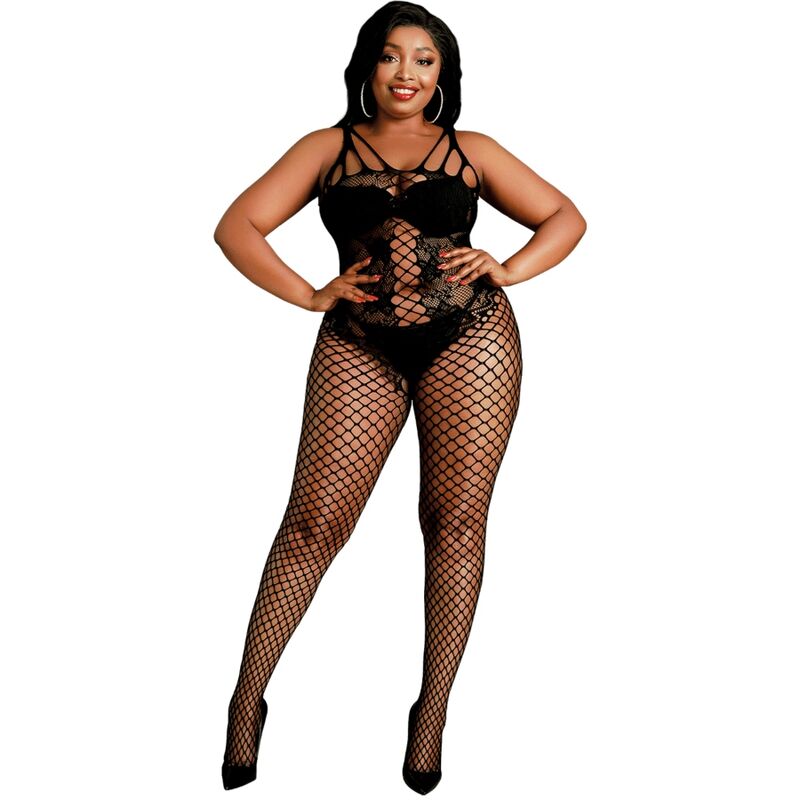 Moonlight Modelo 4 Bodystock Preto Plus Size