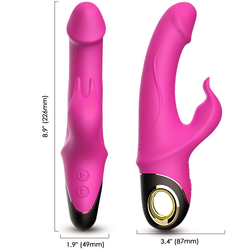 Armony Meteror Dildo Vibrador Coelho Rotator Fúcsia