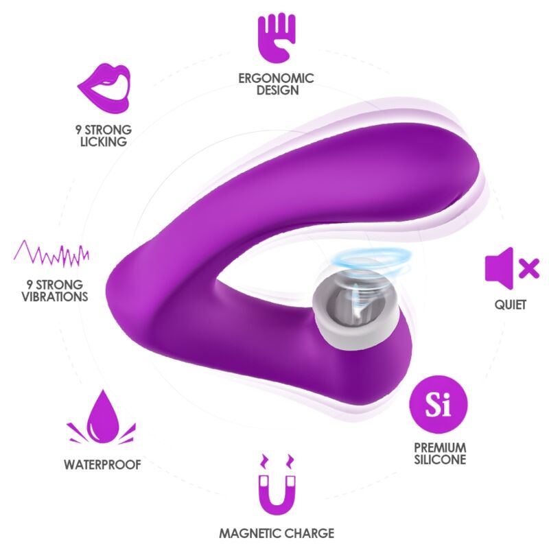 Armony Secretkiss Licking Clitóris Vibratório e Vibrador Curvo Roxo