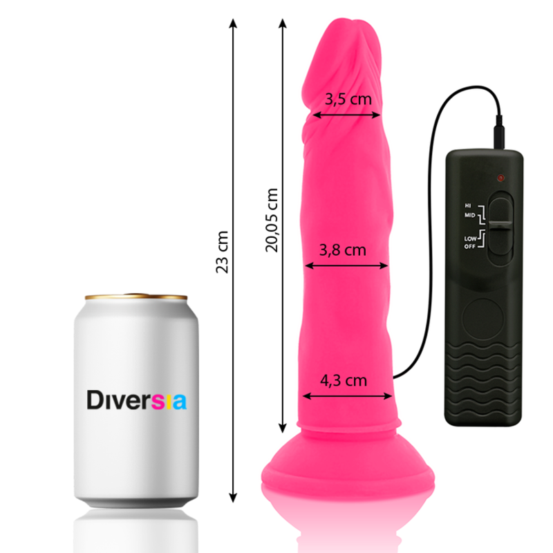 Diversia Dildo Flexíve Com Vibratório Rosa 23 Cm -o- 4.3 Cm