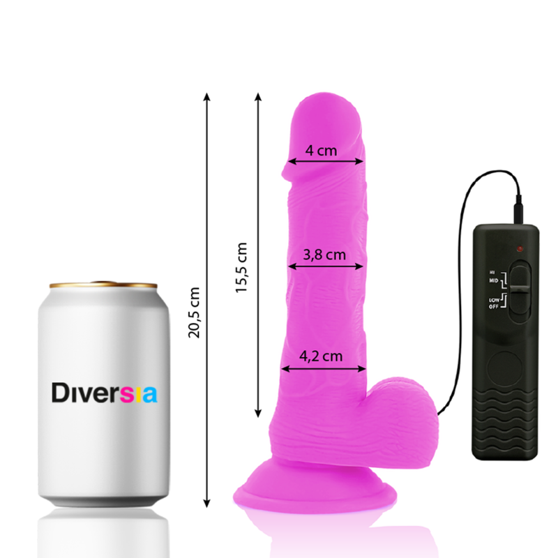 Diversia Dildo Vibratório Roxo 20.5 Cm -o- 4.2 Cm