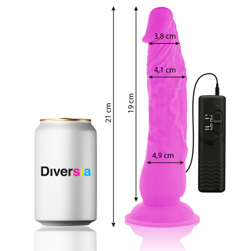 Diversia Dildo Vibratório Roxo 21 Cm -o- 4.9 Cm