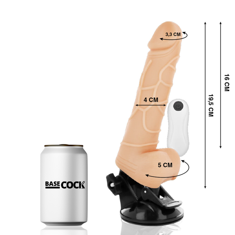 Basecock Vibrador Realista Controle Remoto Natural Com Testículos 19.5 Cm -o- 4 Cm