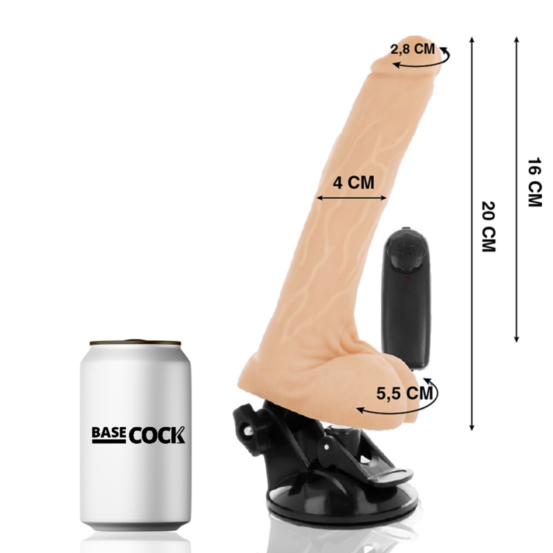 Basecock Vibrador de Controle Remoto Natural Realista Com Testículos 20 Cm -o- 4 Cm