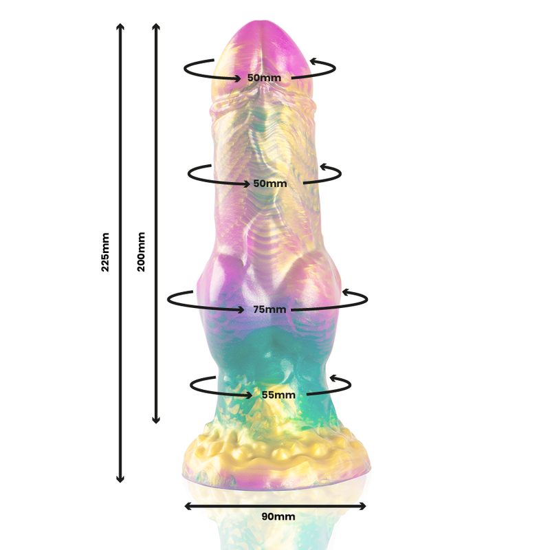 Epic Iris Dildo Com Testículos de Prazer Arco-íris