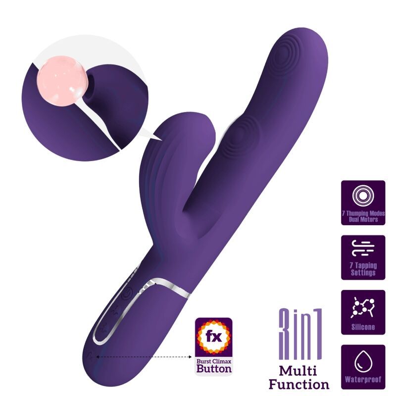 Pretty Love Perlita Vibrador G-spot 3 Em 1 Multifuno Roxo