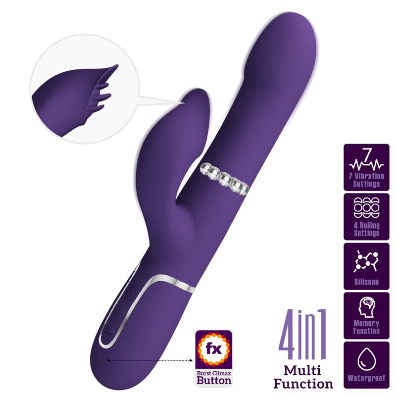 Pretty Love Zalin Vibrador de Coelho Pérolas 4 Em 1 Roxo