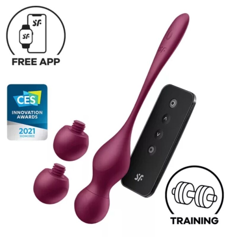 Satisfyer Love Birds Vary Bolas Vibratórias Aplicativo Gratuito Vinho Tinto