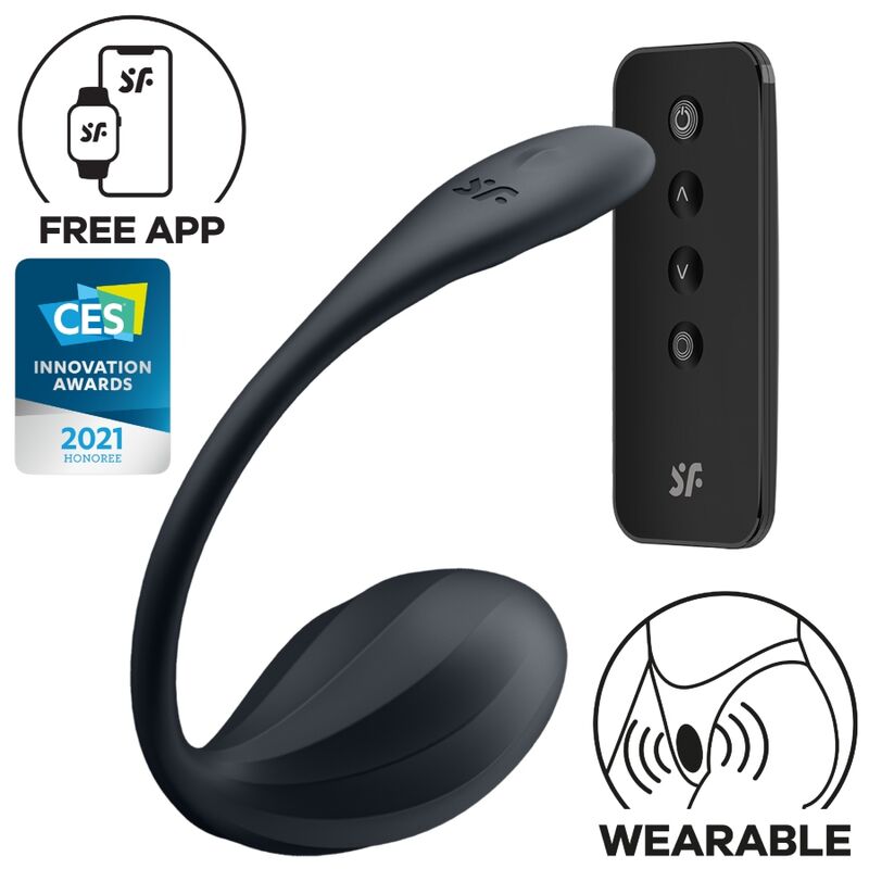 Satisfyer Ribbed Petal Estimulador de Ponto G Controle Remoto Preto Aplicativo Gratuito