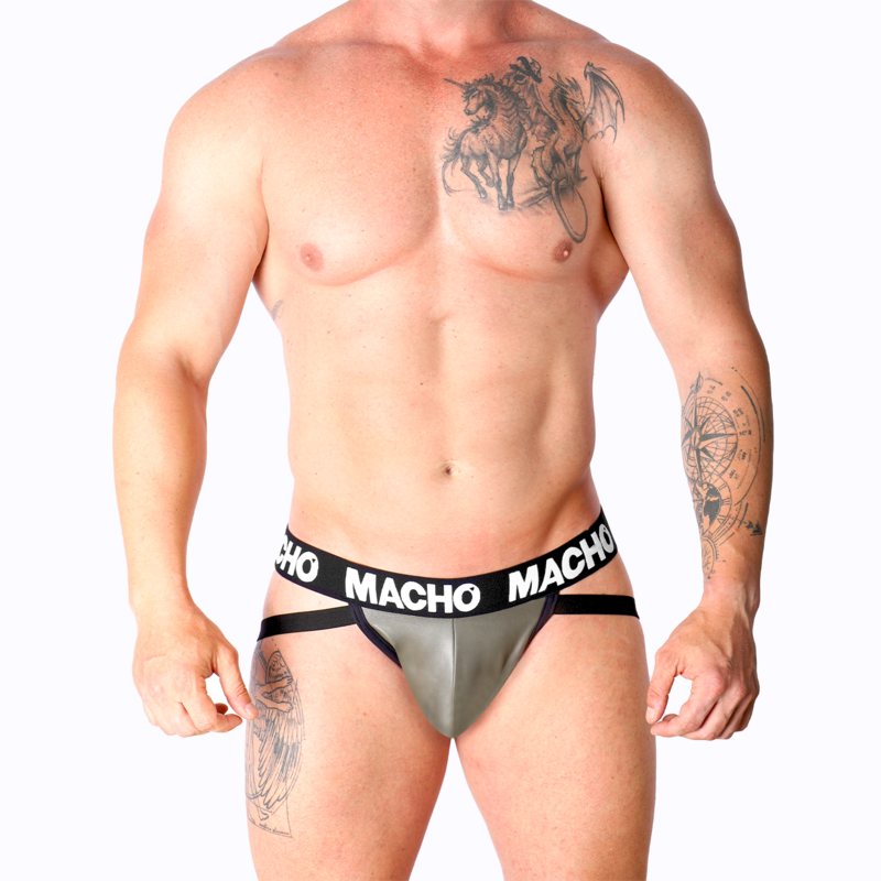Macho Mx27gr Jock Couro Cinza Bege L