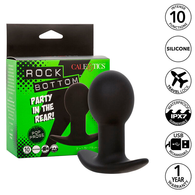 Calexotics Rock Bottom Plug Anal 10 Vibrações Silicone Preto