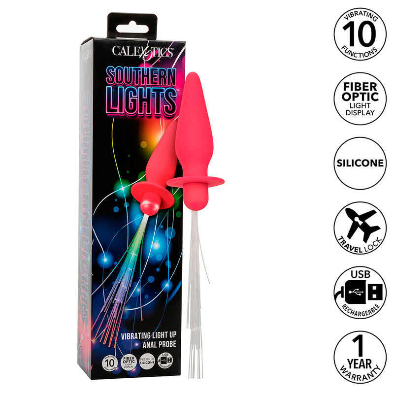 Calexotics Southern Lights Light Up Anal Plug 10 Vibrações Silicone Rosa