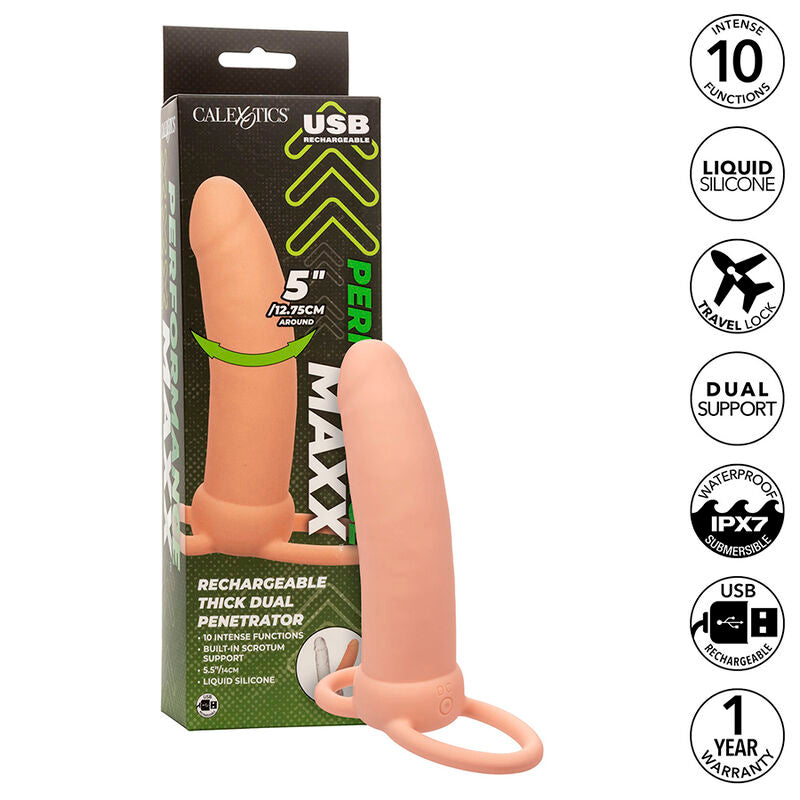 Calexotics Maxx Thick Dual Penetrator 10 Vibrações Carne
