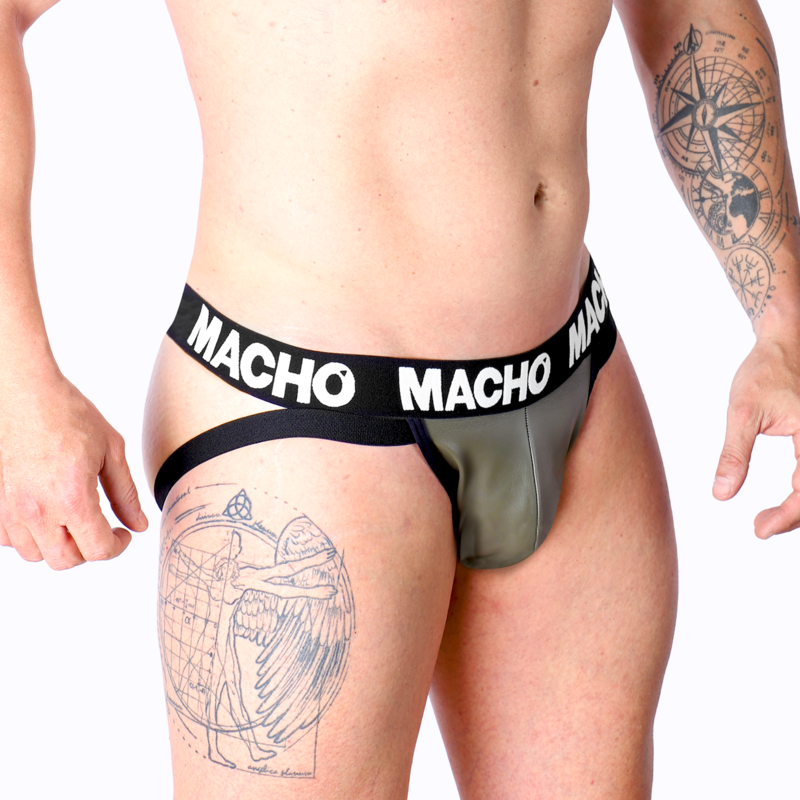 Macho Mx27gr Couro Jock Cinza Bege Xl
