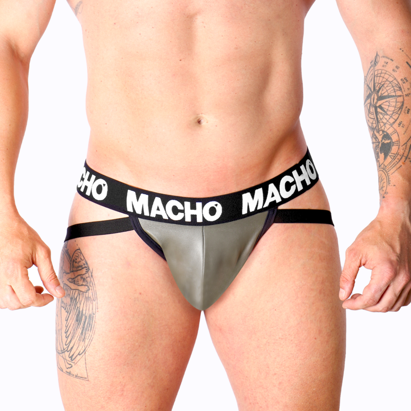 Macho Mx27gr Couro Jock Cinza Bege Xl