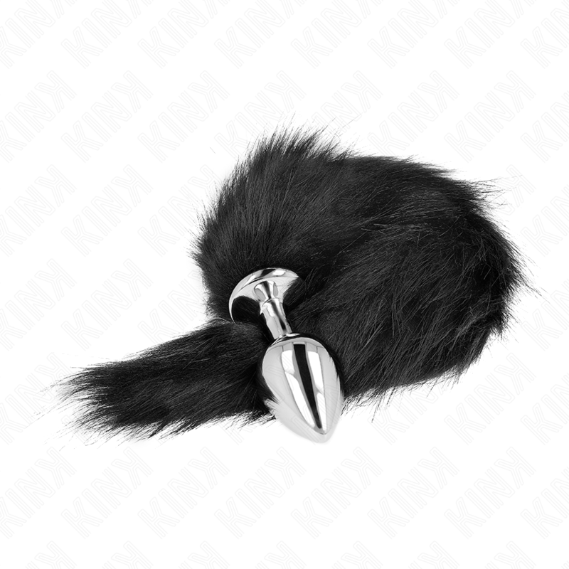 Kink -Plug Anal Tamanho M 8 X 3,5 cm Com Cauda Sintética 40 cm Preto