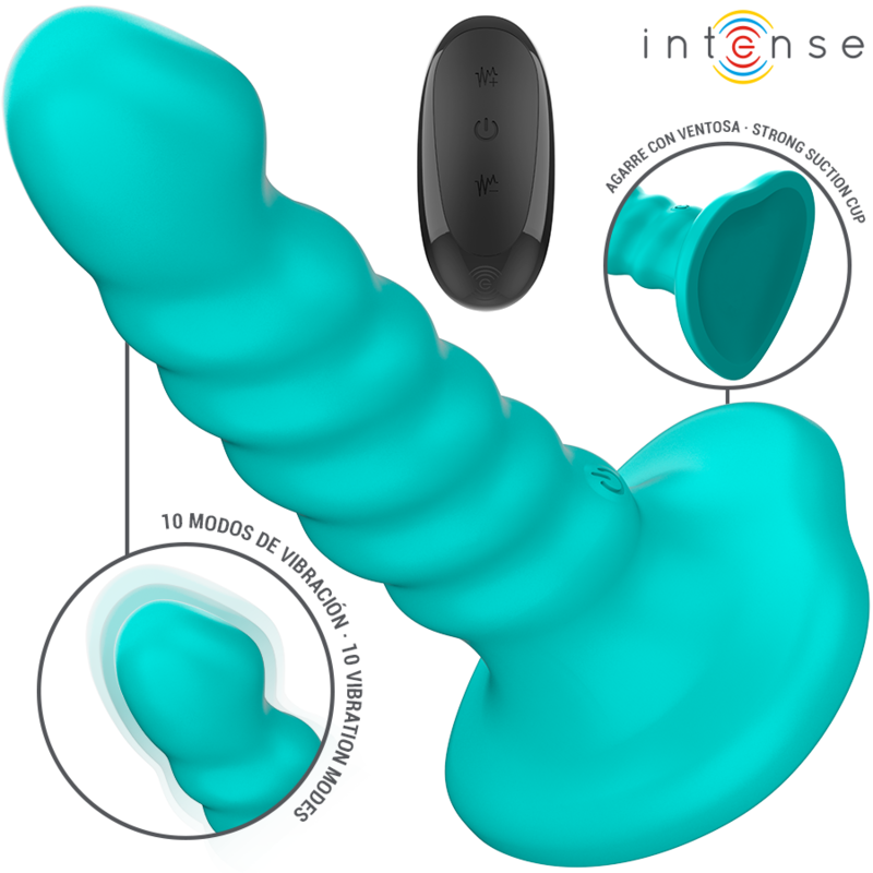 Intense Buffy Vibrador Tamanho S Design Espiral 10 Vibrações Controle Remoto Azul