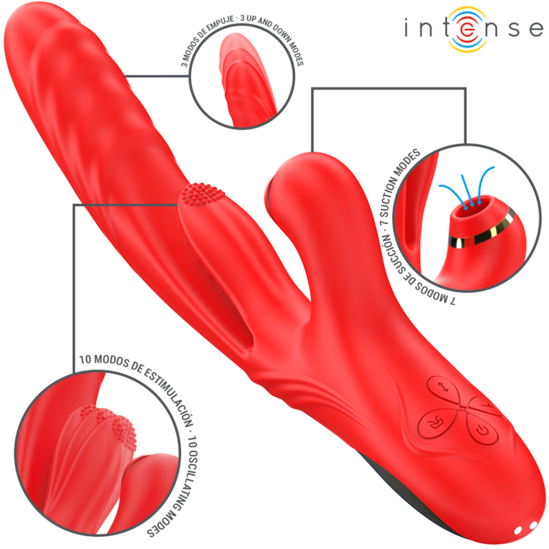 Intense Karol Multifunção Vibrador Impulso & Estimulação & Sucção Vermelho