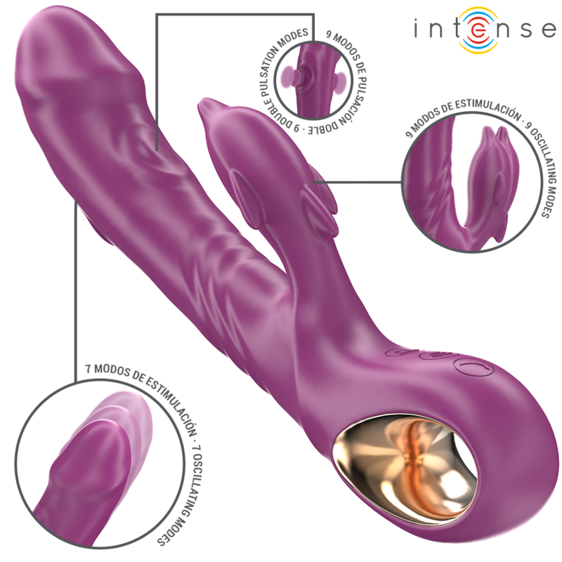 Intense Halle Vibrador Multifuncional Com Língua Estimulante de Golfinhos Roxo