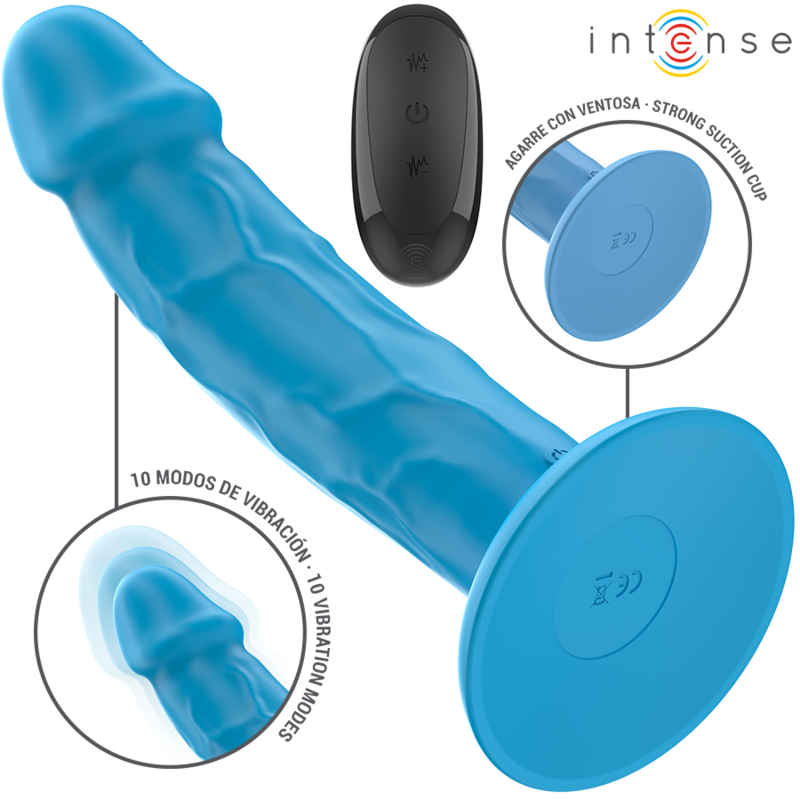 Intense Phoebe Vibrador Realista 10 Vibrações Azul Controle Remoto