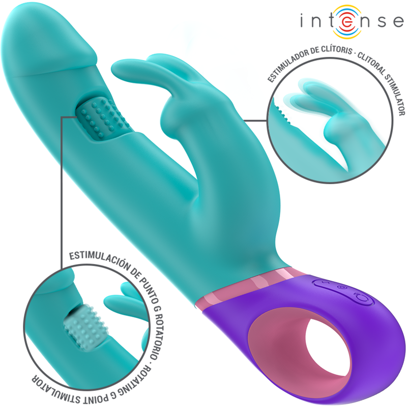 Intense Monica Rabbit Vibrador Com Estimulador G-spot Rotativo Azul