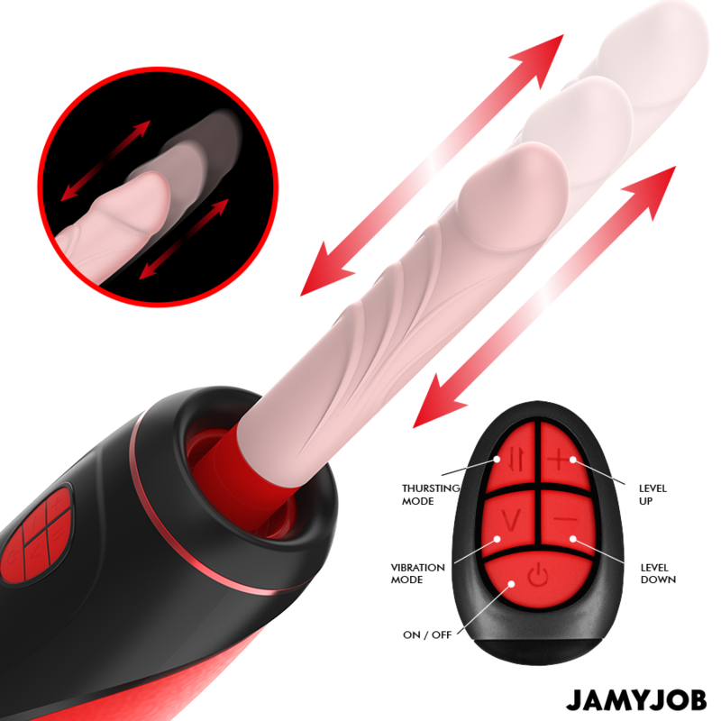 Jamyjob Masturbador Automático Base Pyston Com Dildo de Controle Remoto