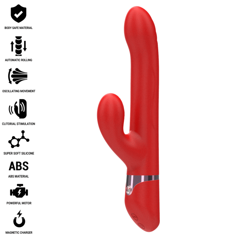 Intense Lele Multifuncional Vibrador Rotativo & Oscilação & Estimulação Vermelho