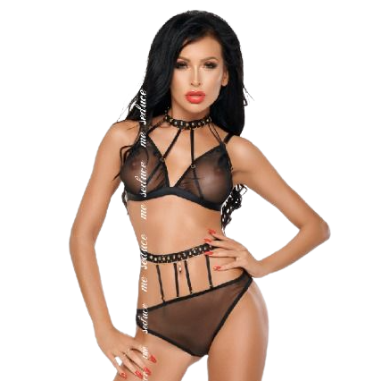 Me-seduce Dotty Conjunto Duas Peas Preto L/xl