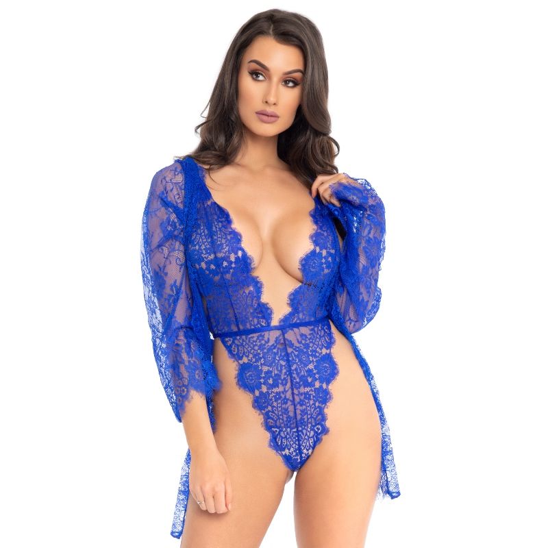 Leg Avenue Teddy e Robe Azul S