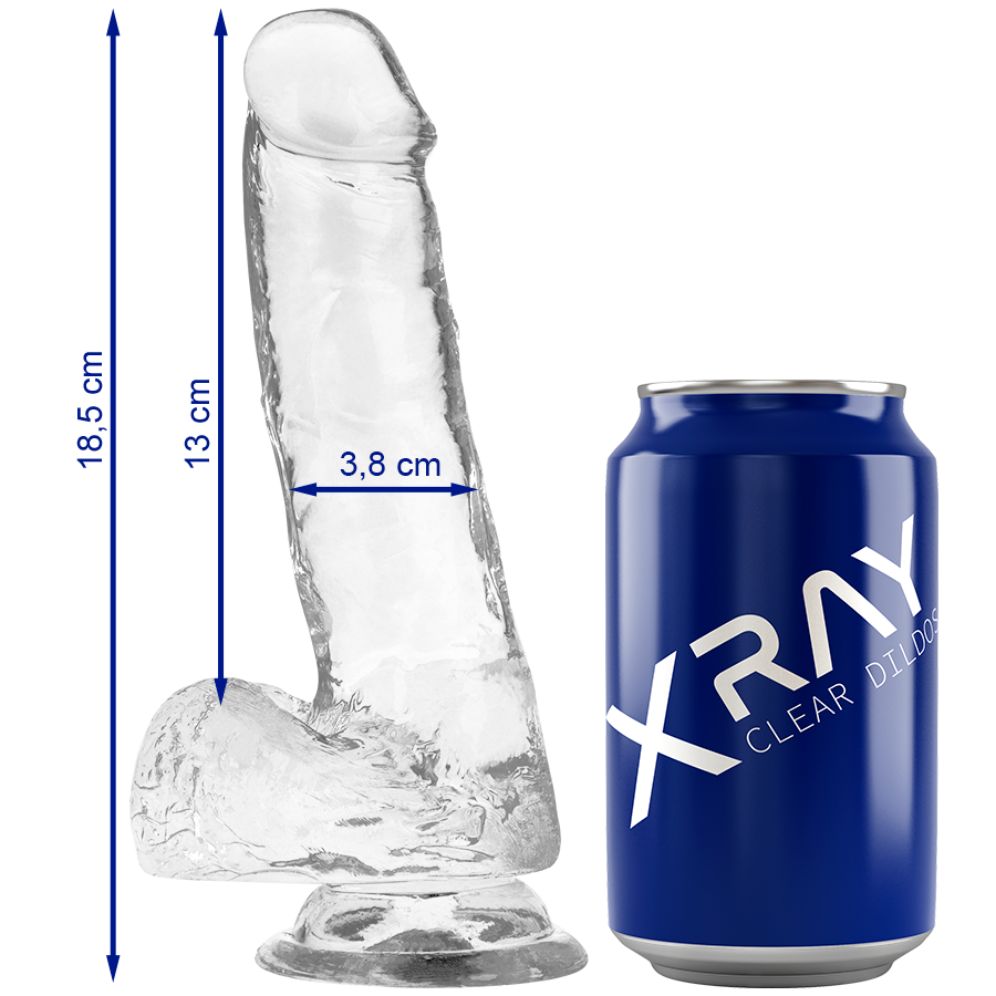 X Ray Dildo Transparente Com Bolas 18.5 Cm -o- 3.8 Cm