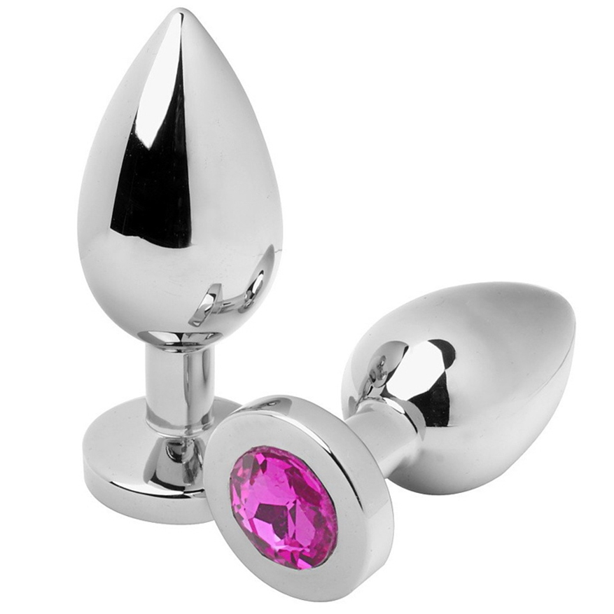 Metal Hard Plug Anal Diamante Rosa Pequeno 5,71cm