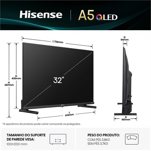 Hisense Smart TV QLED 32" FHD Wi-Fi 32A5Q