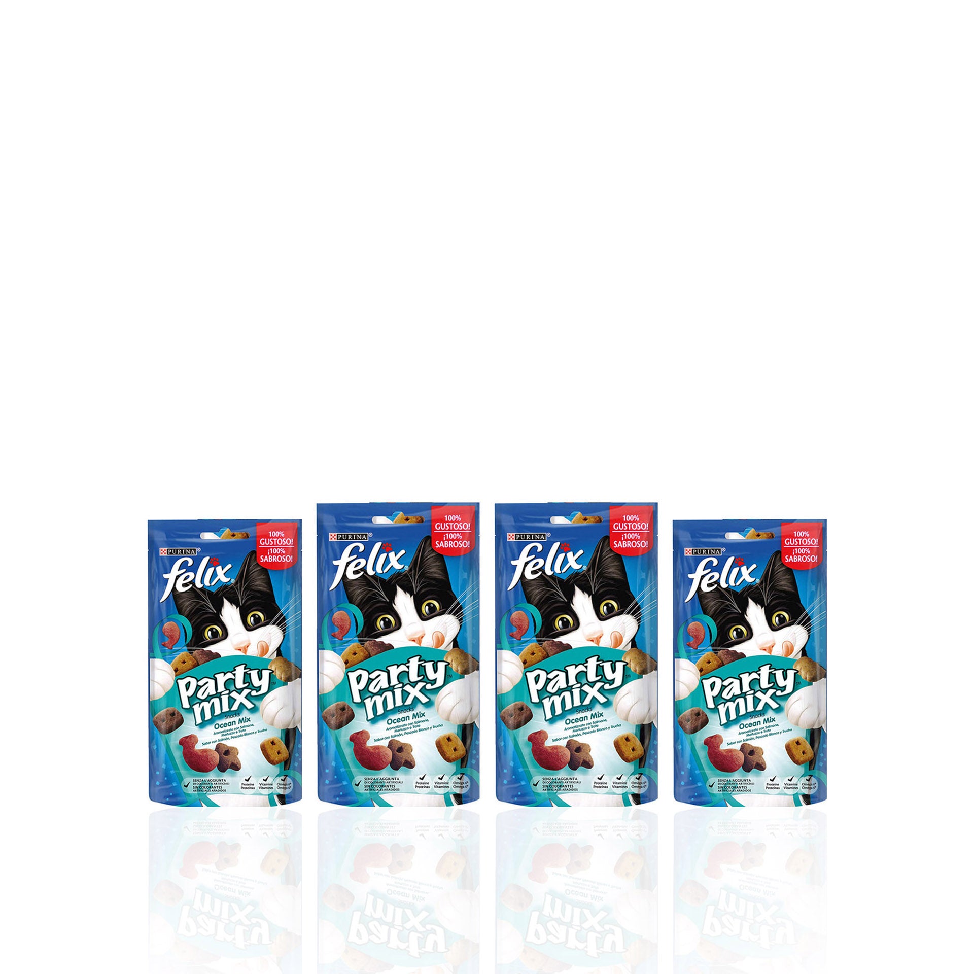Purina Felix Snack para Gato Party Mix Ocean Mix 60 gr - Pack 4 x 60 gr