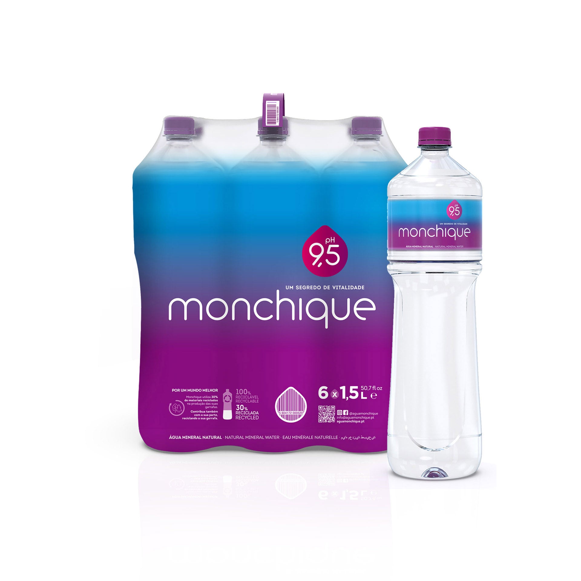 Monchique Água Mineral Pet 1,5 L - Pack 6 x 1,5 L