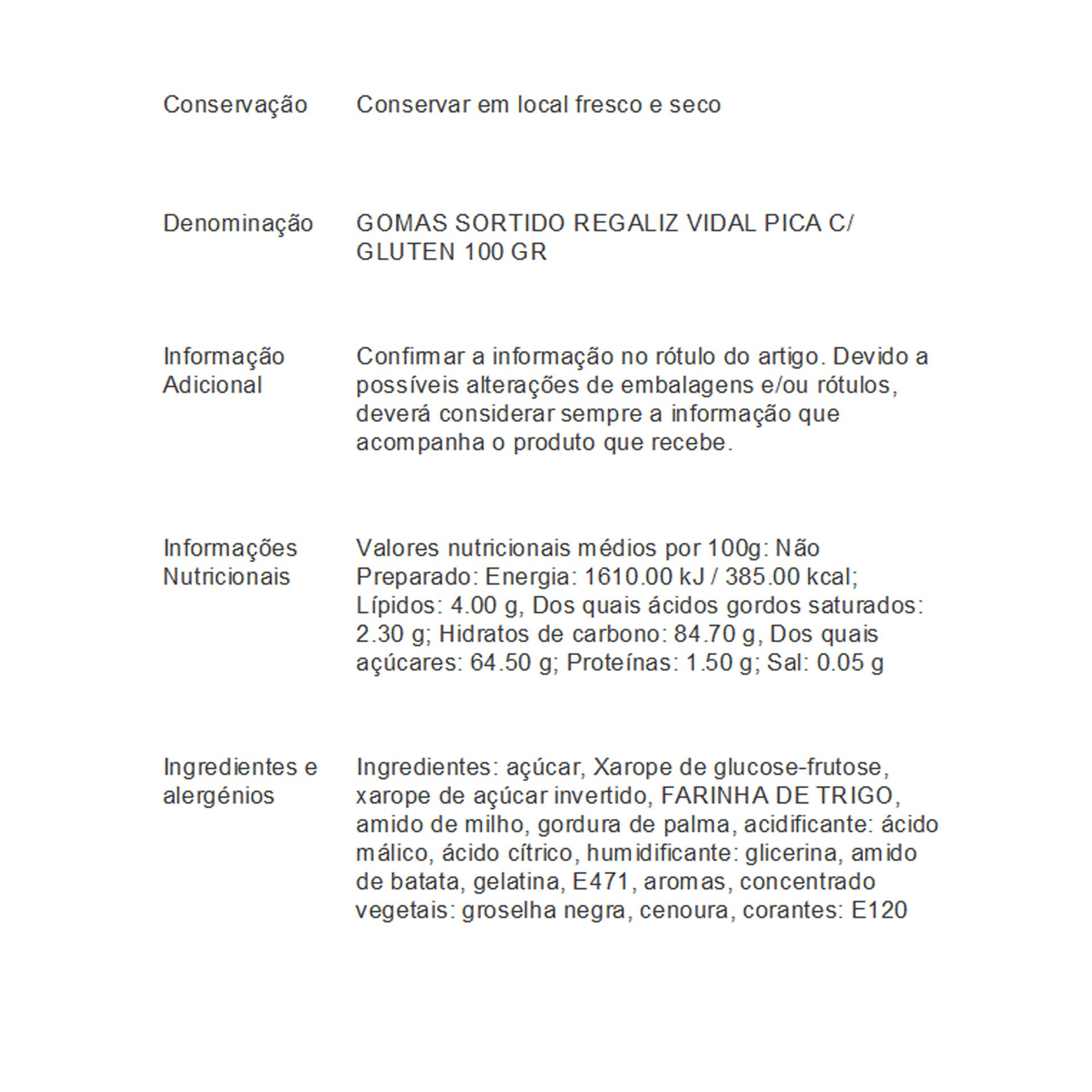 Vidal Gomas Tijolo Pica 90 gr - Pack 3 x 90 gr