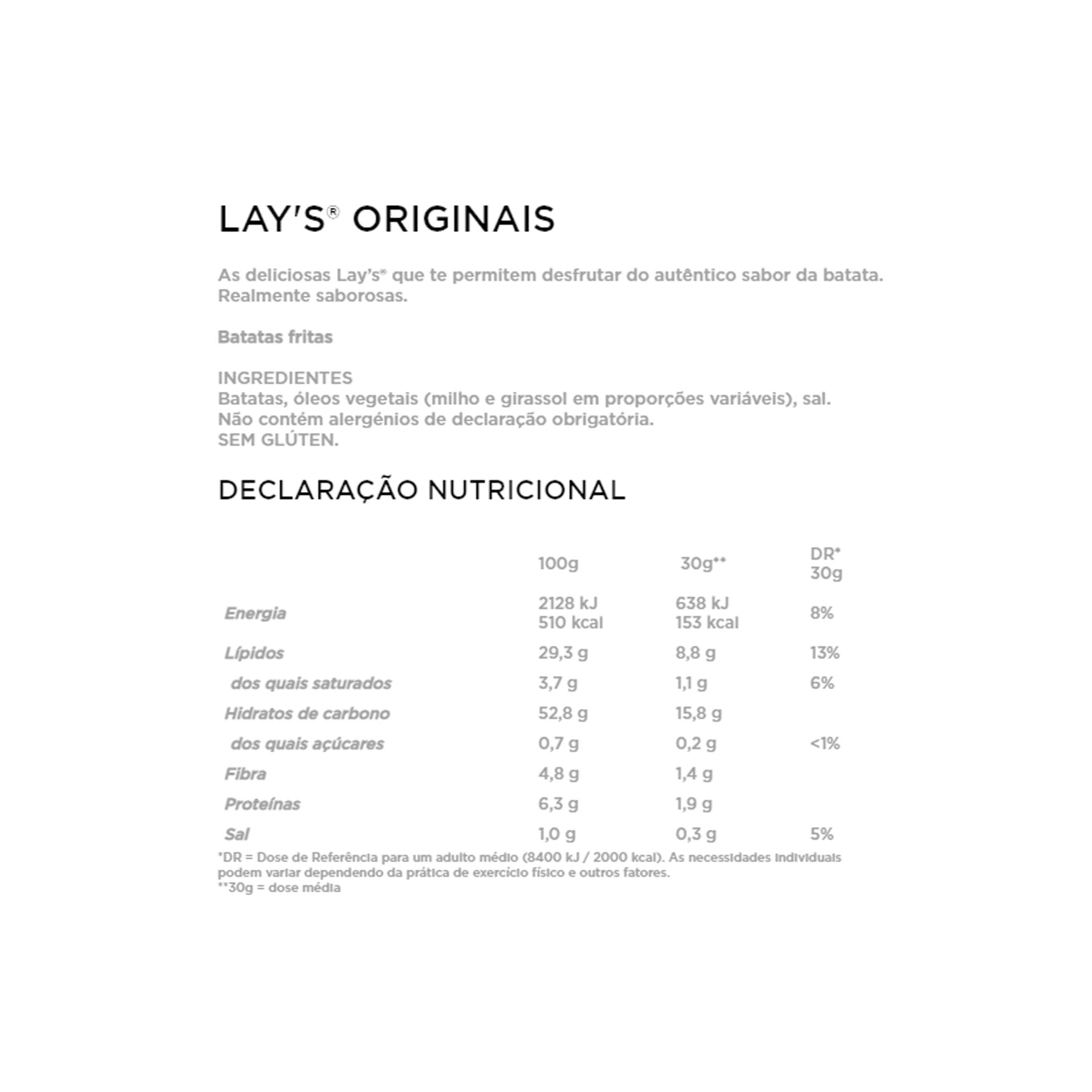 Lay's Batatas Fritas Originais 215 gr