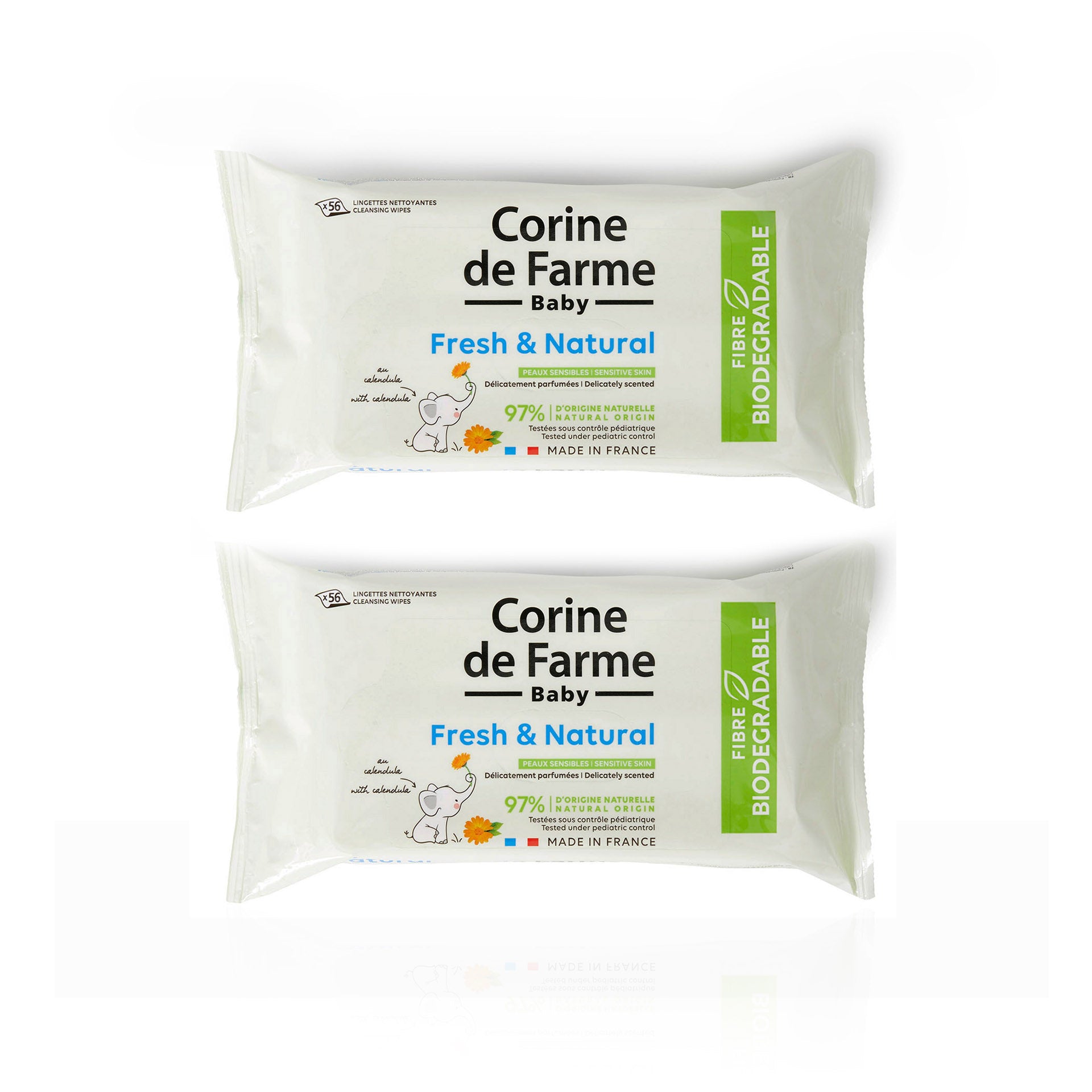 Corine de Farme Baby Toalhitas Fresh & Natural 56 un - Pack 2 x 56 un