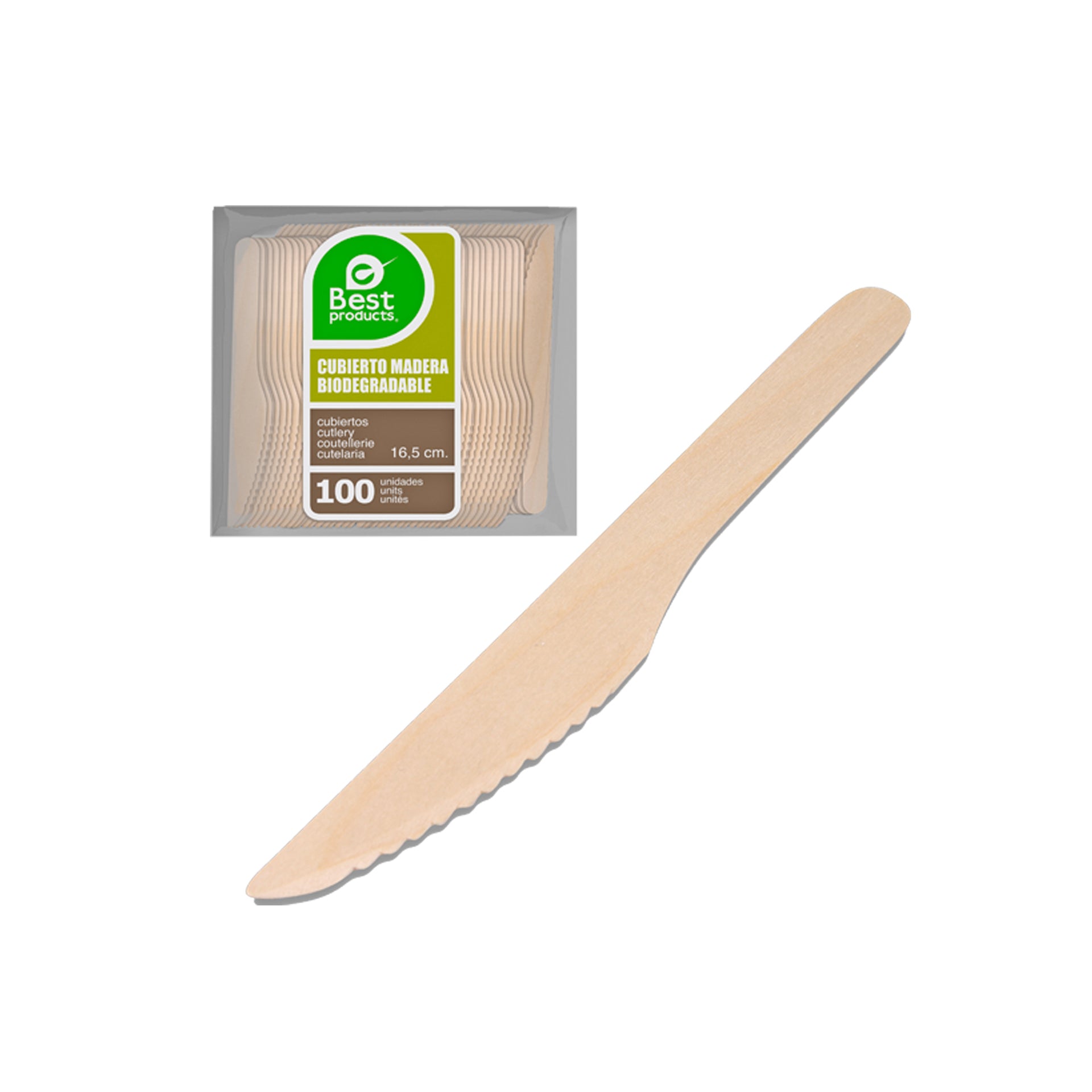 Best Cuchillo Madera Desechable 16 cm 100 un - Pack 2 x 100 un