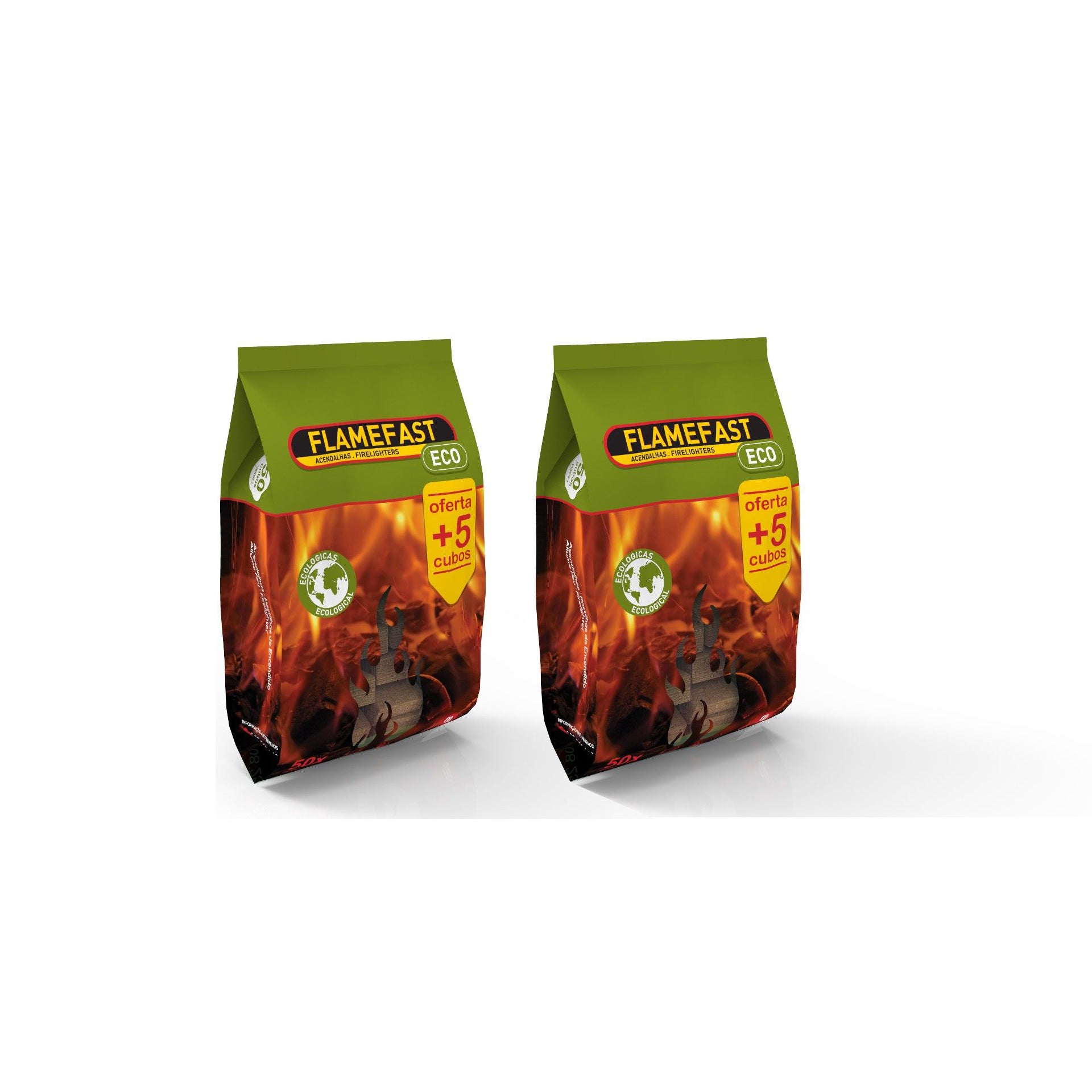 Flamefast Acendalha Eco 50 cubos + 5 Grátis - Pack 2 x 55 cubos
