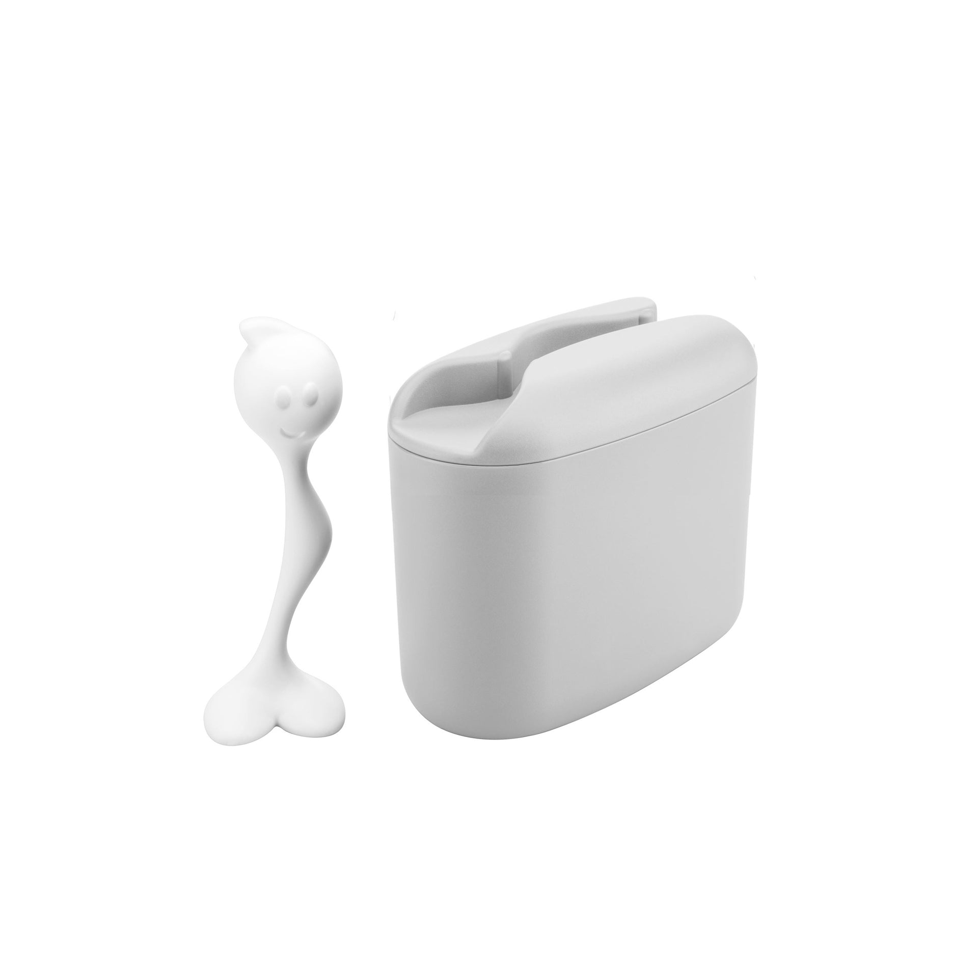 Koziol Caixa média para guardar alimentos cinza com colher