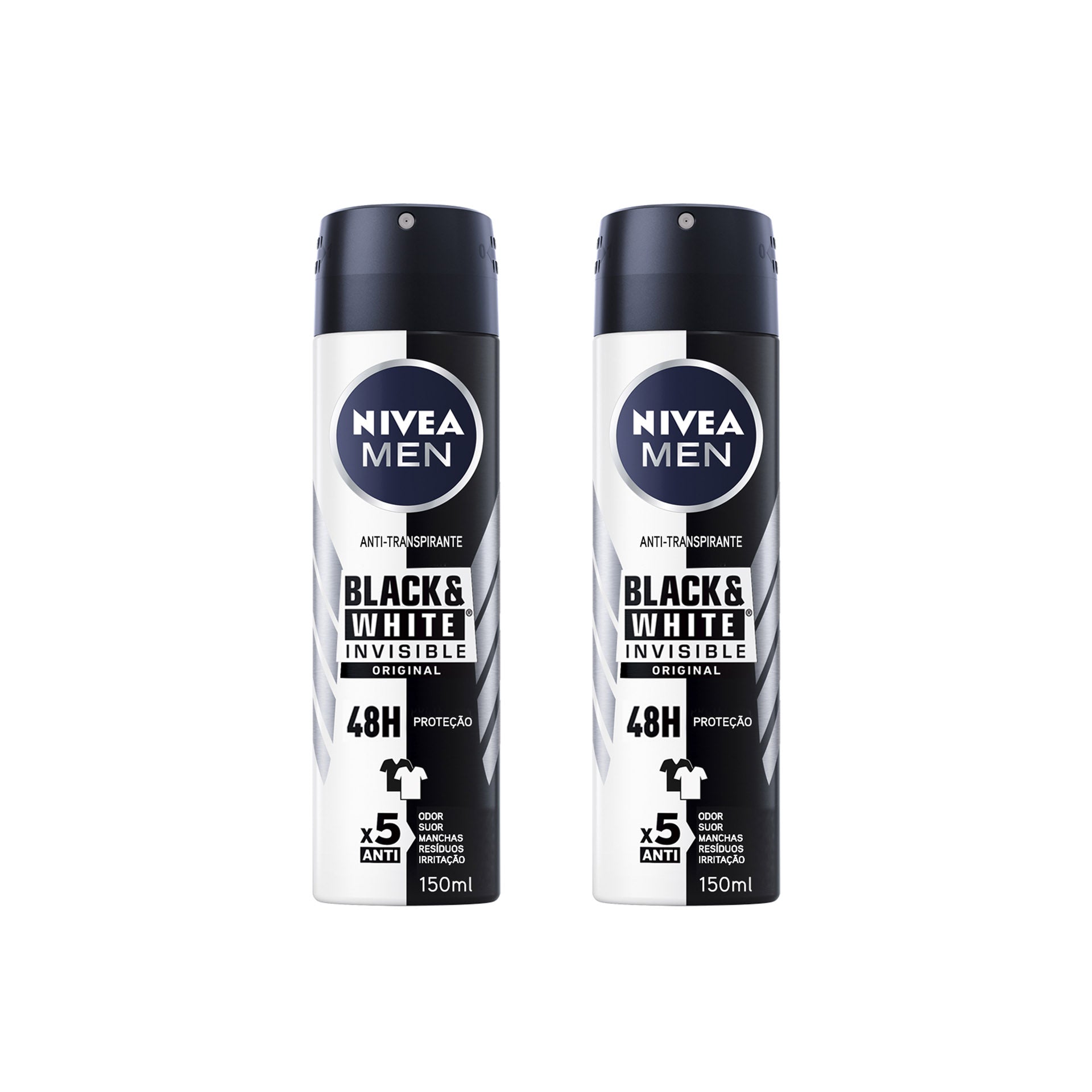 Nivea Men Invisible for Black & White Desodorizante Spray Original 150 ml - Pack 2 x 150 ml