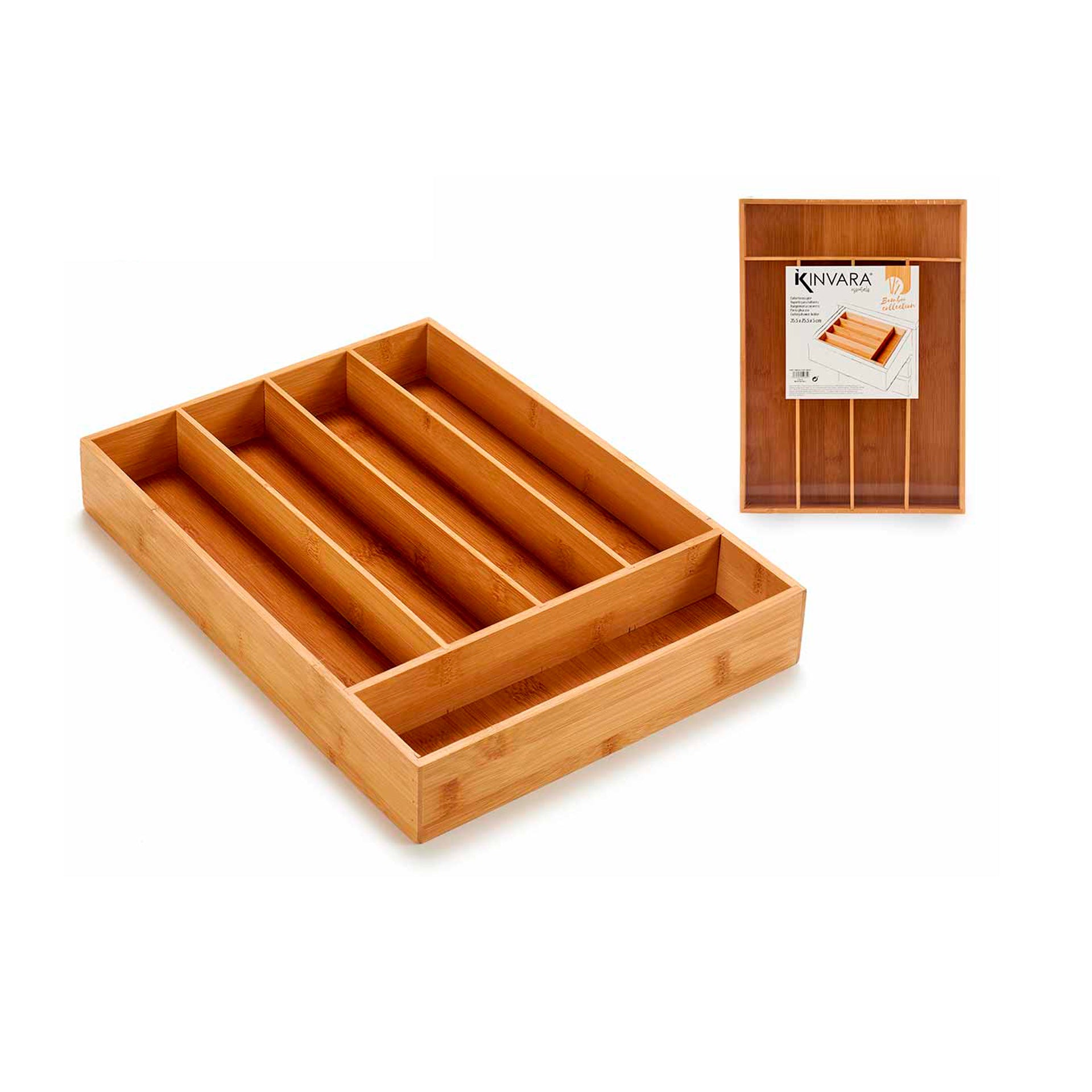 HKH Organizador de Talheres 5 Divisórias Bambu