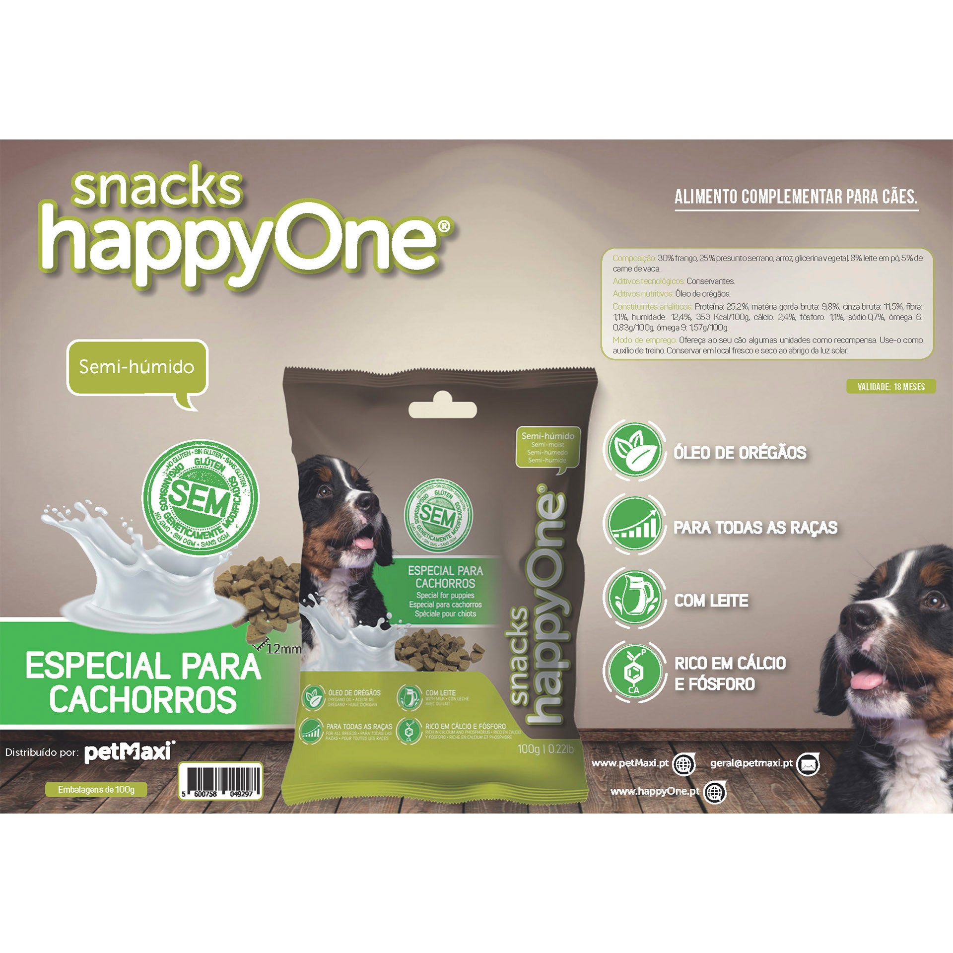 happyOne Snacks Cachorros 100 gr - Pack 3 x 100 gr