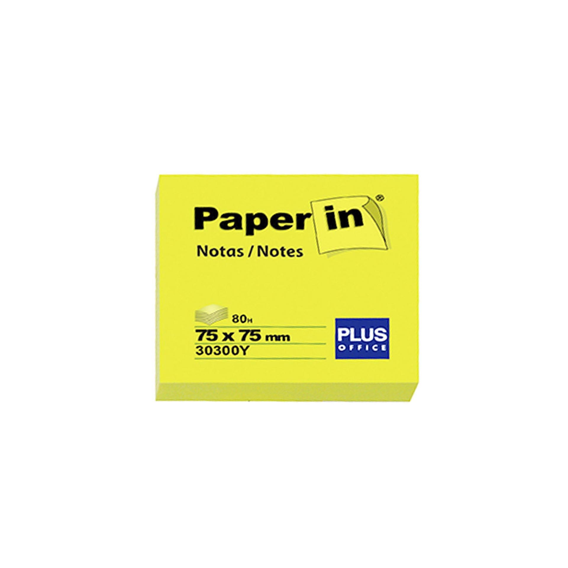 Paper-In Bloco Notas 75 x 75 Amarelo Neon 80 Folhas