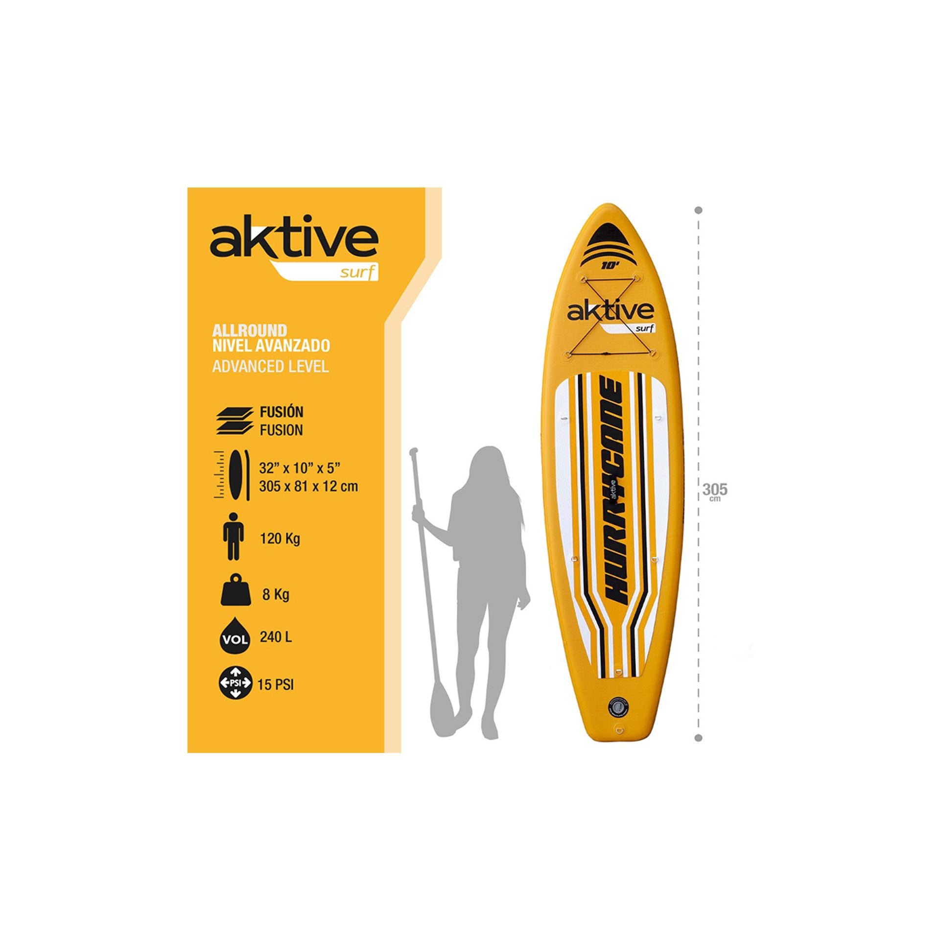 Aktive Surf Prancha Paddle Insuflável Profissionais 305 cm