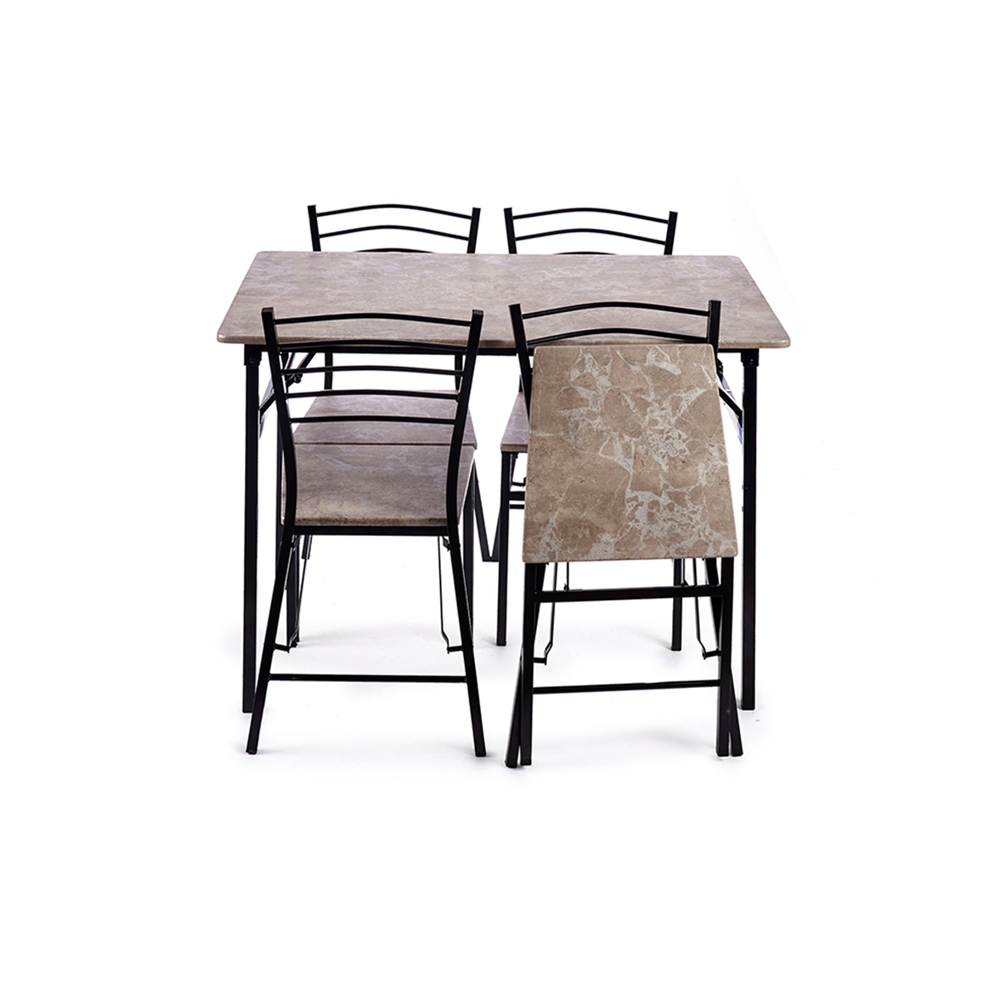 Conjunto Mesa + 4 Cadeiras Dobráveis Madeira e Metal Preto 70 x 74 x 110 cm