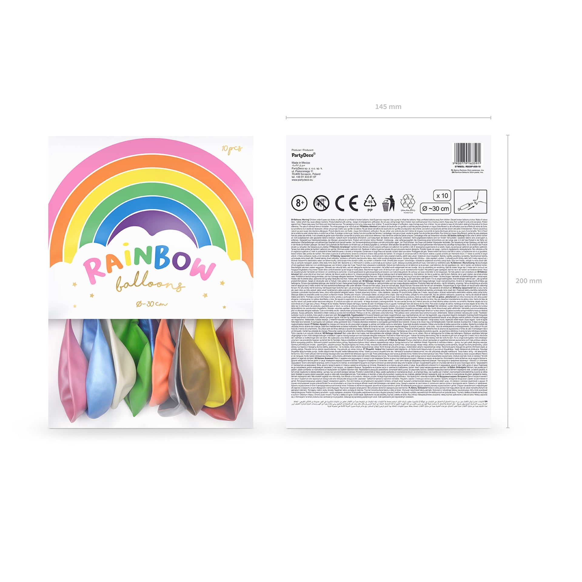 Pack 10 Balões Coloridos Rainbow Mix