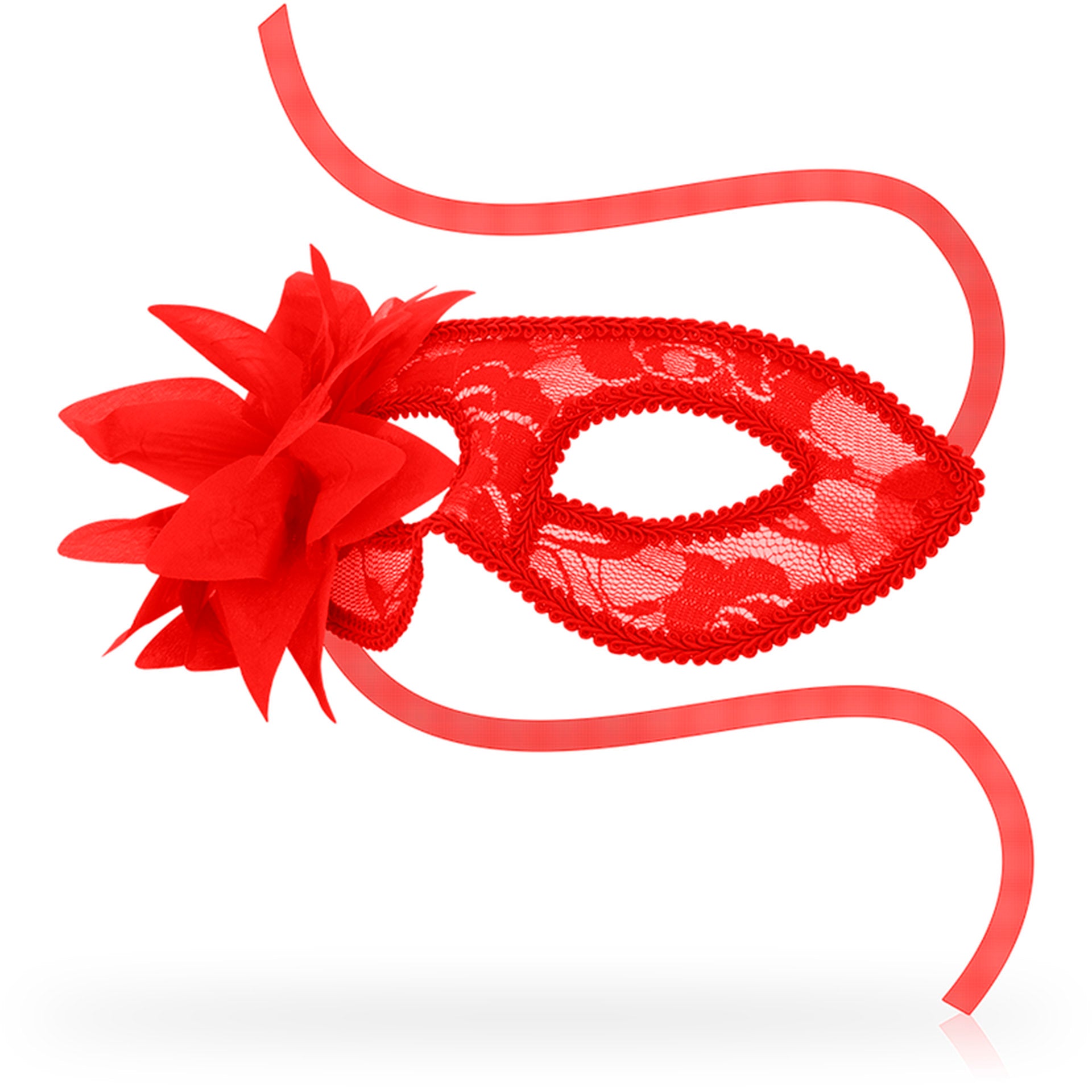 Ohmama Máscara de Renda com Flor Vermelha